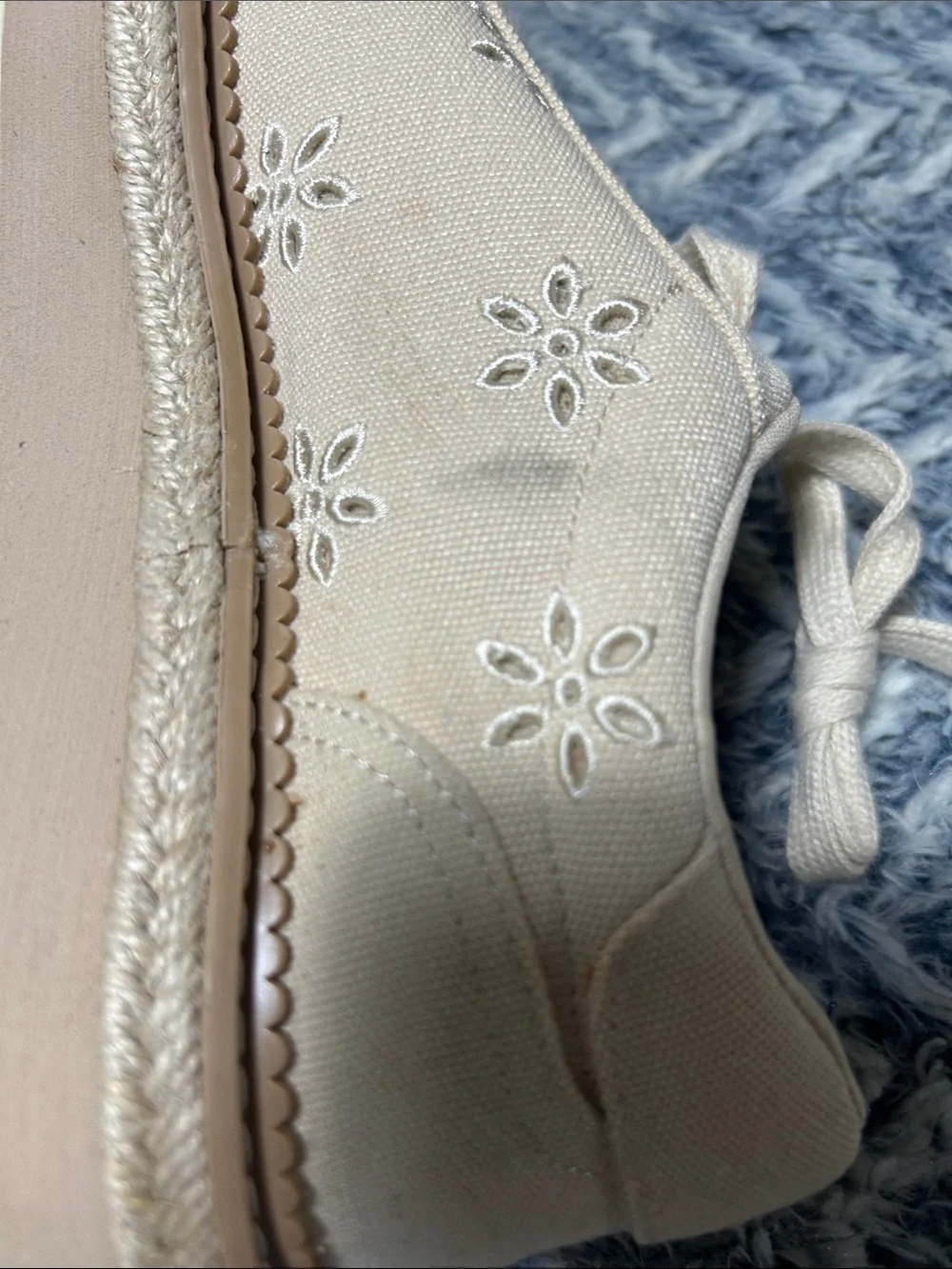 Dolce Vita Bliss Cream Canvas Platform Sneakers with Floral Cutouts